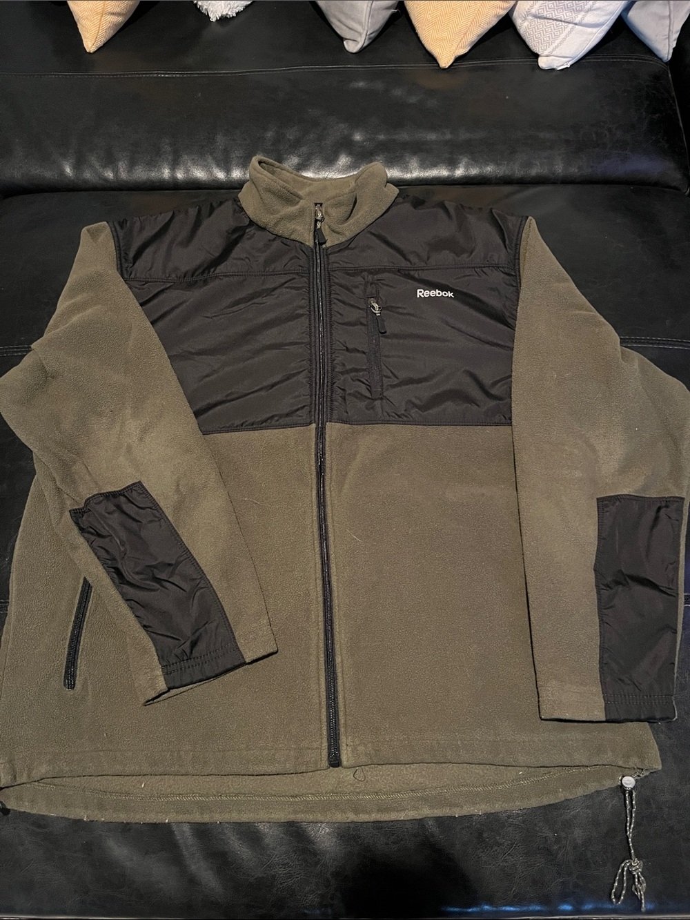 Reebok Olive Green & Black Fleece Zip-Up